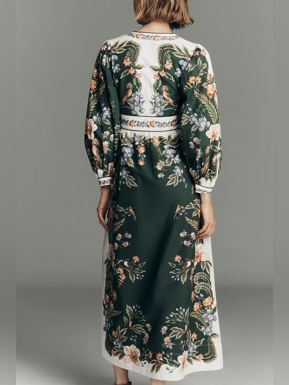NWT Farm Rio Green Floral Nature V Neck Buttoned Maxi Dress - Picture 7 of 11